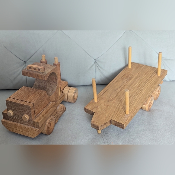 Handmade Vintage Wood Toy Log Truck Made in Vermont - Picture 2 of 7